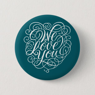 Ornamental Heart Calligraphy Design with We Love Y 6 Cm Round Badge