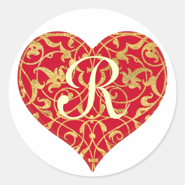Ornamental Heart Classic Round Sticker (Front)