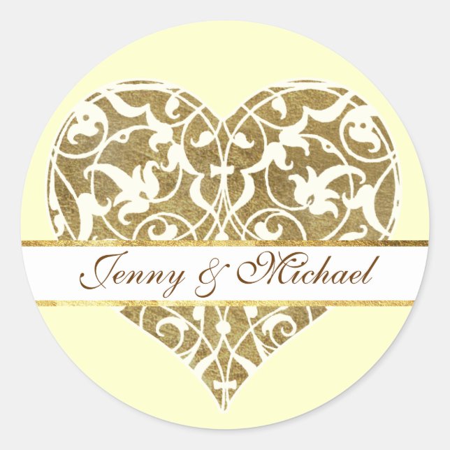 Ornamental Heart Classic Round Sticker (Front)