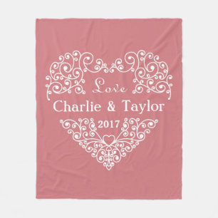 Ornamental Heart custom text fleece blanket