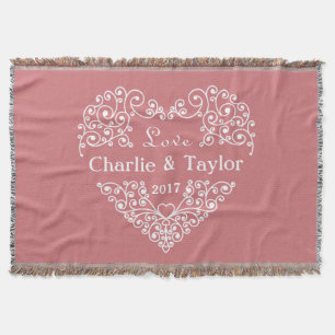 Ornamental Heart custom text throw blanket