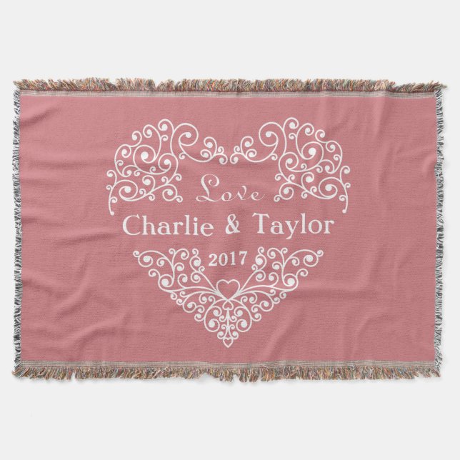 Ornamental Heart custom text throw blanket (Front)