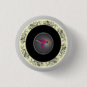 Ornamental Hummingbird Circle Art Design 3 Cm Round Badge