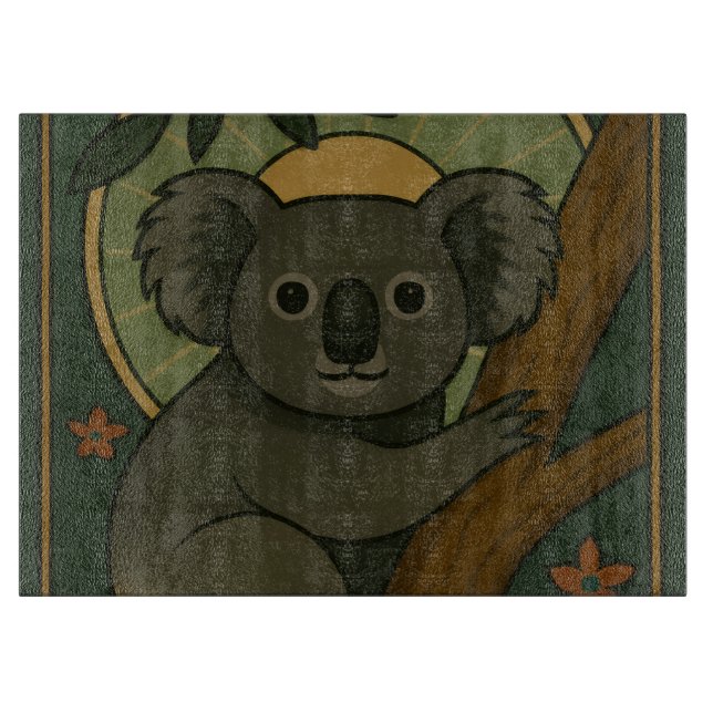 Ornamental Koala in Botanical Mandala Cutting Board (Front)