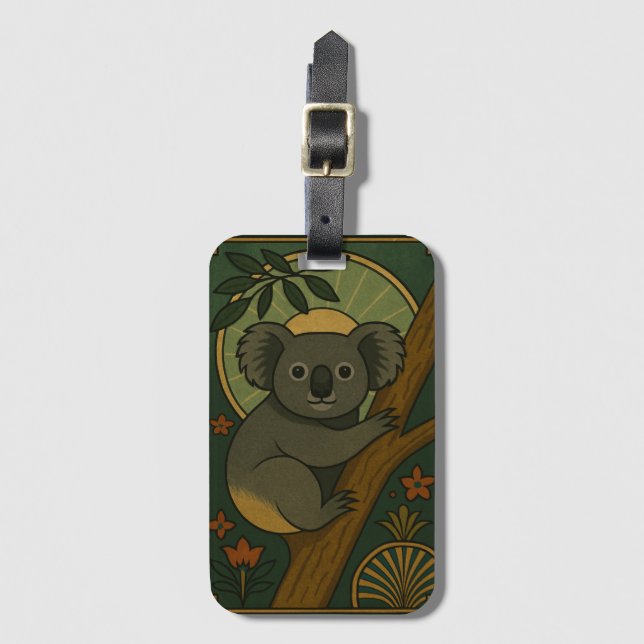 Ornamental Koala in Botanical Mandala Luggage Tag (Front Vertical)