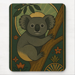 Ornamental Koala in Botanical Mandala Mouse Mat