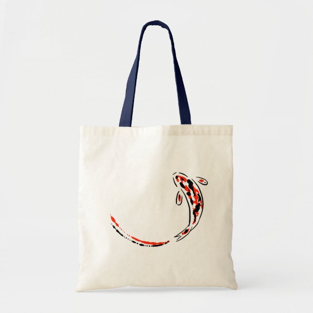 Ornamental Koi Fish Swimming Orange and Black Tote Bag (Front)