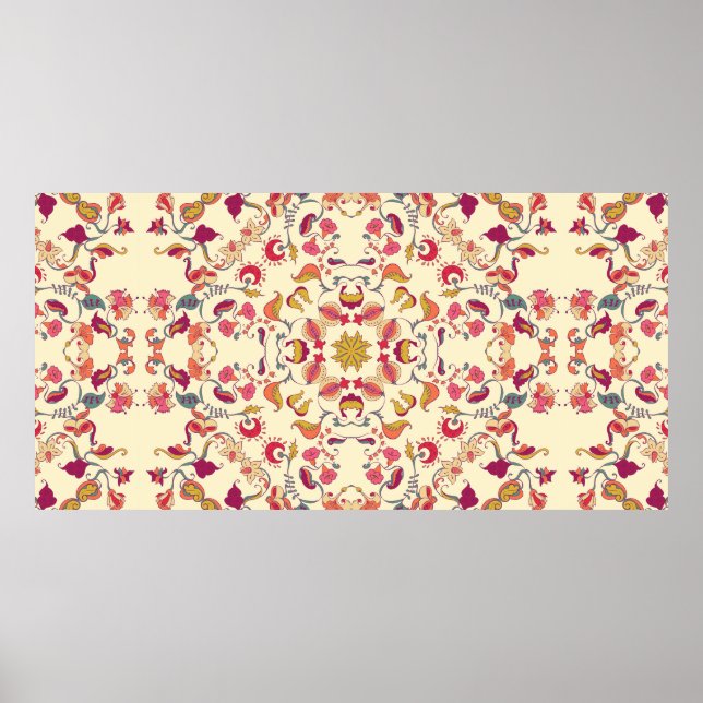 Ornamental Lace Pattern, circle background with ma Poster (Front)