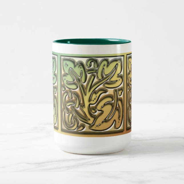 Ornamental Leaves Two-Tone Coffee Mug (Center)