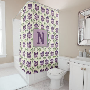 Ornamental Lily Motif Pattern Shower Curtain