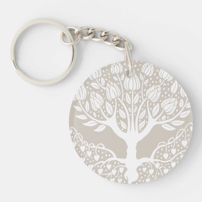 Ornamental Magnolia Tree by Aubrey Beardsley Key Ring (Front)