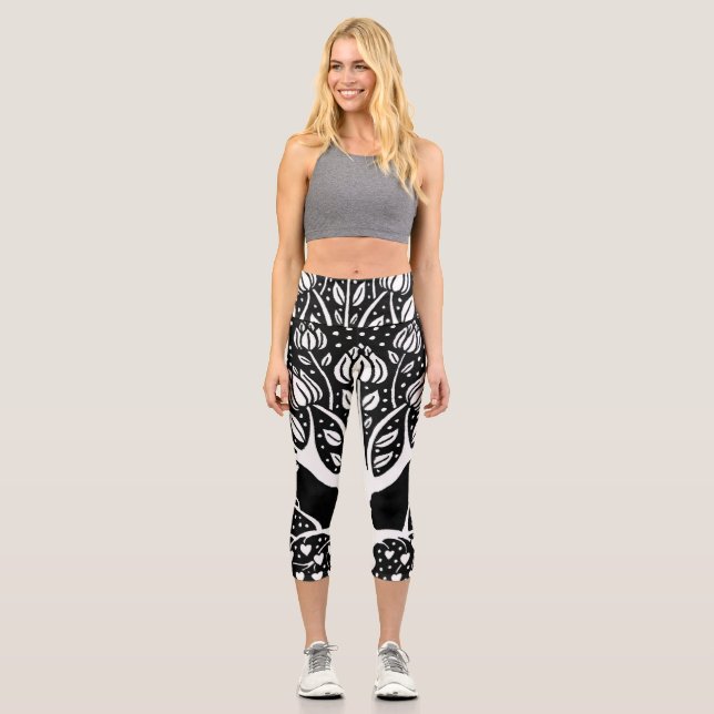 Ornamental magnolia tree capri leggings (Front)