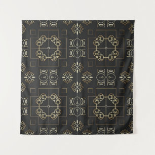 Ornamental Medallion Geometric Square Tapestry