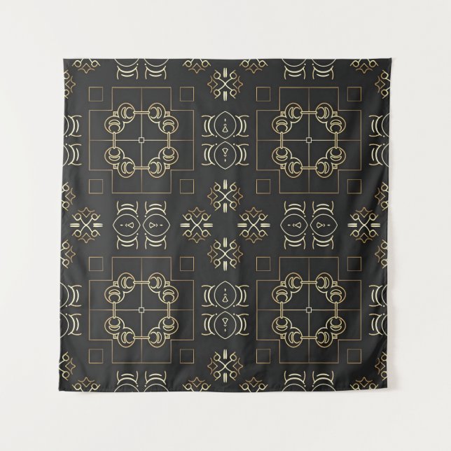 Ornamental Medallion Geometric Square Tapestry (Front)