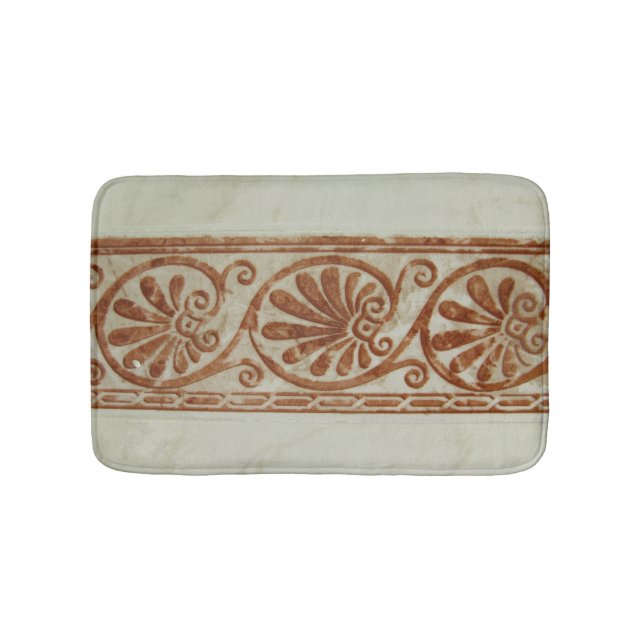 Ornamental Mediterranean Brown Border Bath Mat (Front)