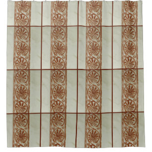 Ornamental Mediterranean Brown Border Shower Curtain