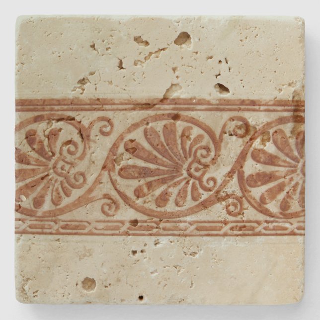 Ornamental Mediterranean Brown Border Stone Coaster (Front)