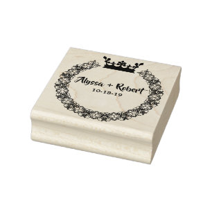 Ornamental Modern Wreath With Crown Design Rubber Stamp