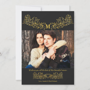 Ornamental Monogram Holiday Photo Card