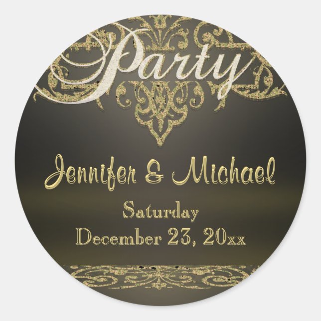 Ornamental Party Classic Round Sticker (Front)
