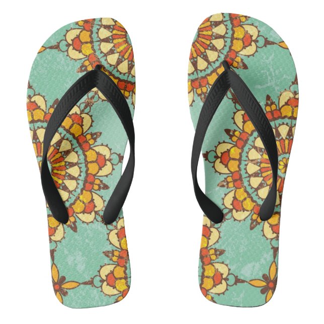 Ornamental pattern flip flops (Footbed)