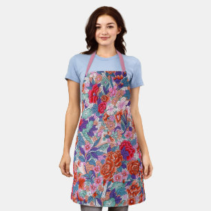 Ornamental pattern in striking colors apron