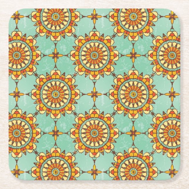 Ornamental pattern square paper coaster (Front)