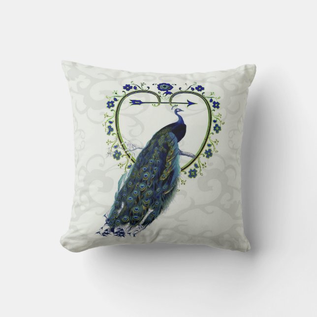 Ornamental Peacock art personalised Cushion (Front)