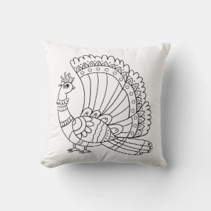Ornamental Peacock Doodle Cushion