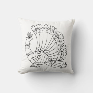 Ornamental Peacock Doodle Cushion