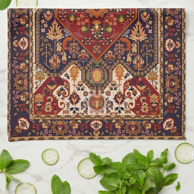Ornamental Persian Mandala Vintage Pattern Tea Towel (Folded)