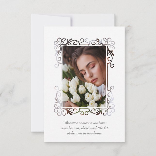 Ornamental Photo Commemorative Funeral Loved One Card (Front)