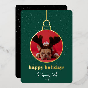 Ornamental Photo Frame Foil Holiday Card