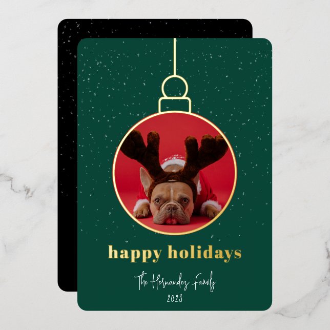 Ornamental Photo Frame Foil Holiday Card (Front/Back)