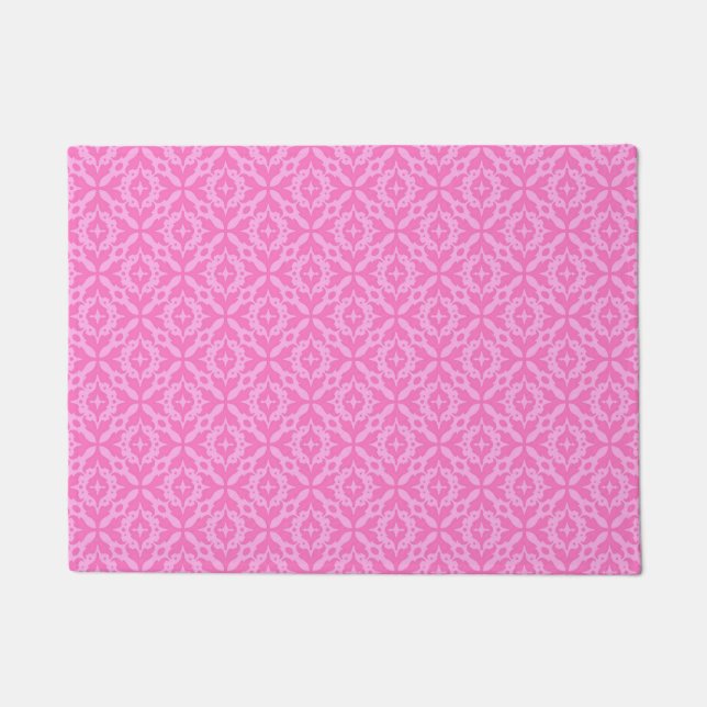 Ornamental Pink Damask Breast Cancer Awareness Doormat (Front)