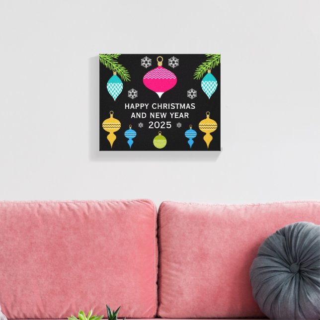 Ornamental Retro Christmas Decorative Ball Canvas Print (Insitu(LivingRoom))