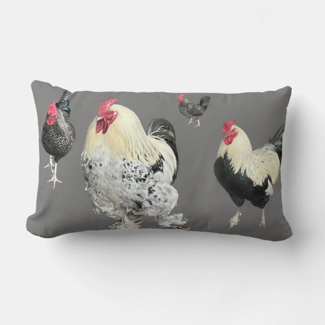 Ornamental Roosters Lumbar Cushion (Front)