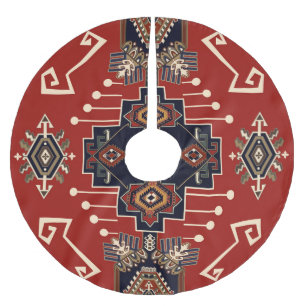 Ornamental Rug Design: Vintage Geometric. Brushed Polyester Tree Skirt