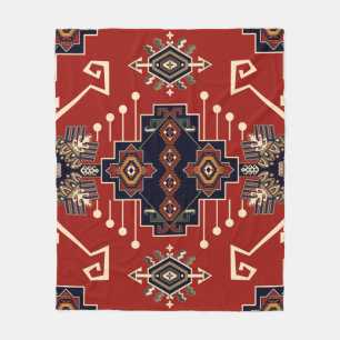 Ornamental Rug Design: Vintage Geometric. Fleece Blanket