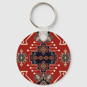 Ornamental Rug Design: Vintage Geometric. Key Ring