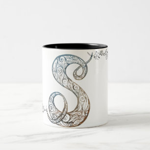 Ornamental Script Letter S Mug