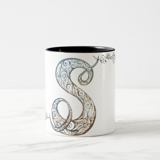 Ornamental Script Letter S Mug (Center)