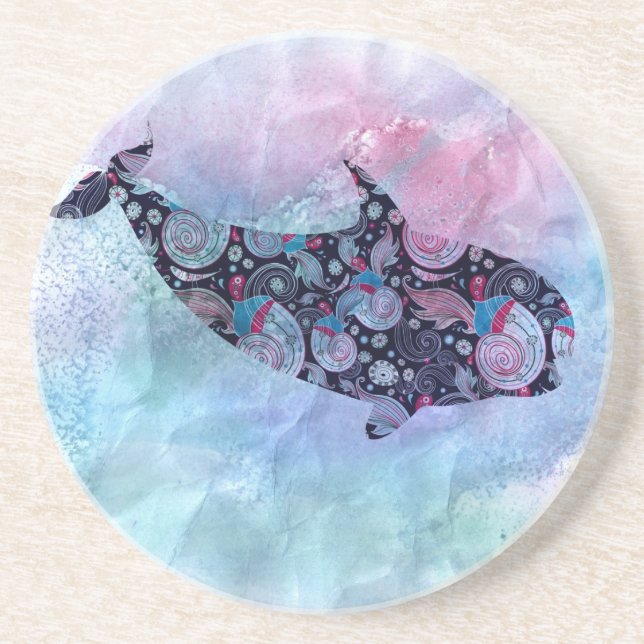 Ornamental Silhouette Whale Coaster (Front)