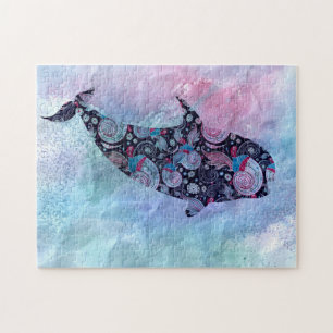 Ornamental Silhouette Whale Jigsaw Puzzle