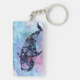 Ornamental Silhouette Whale Key Ring