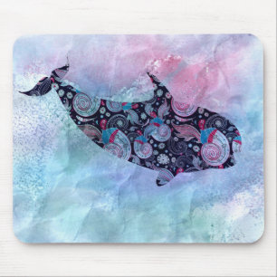 Ornamental Silhouette Whale Mouse Mat