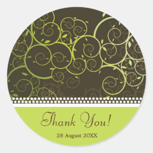 Ornamental Spiral Vine Thank You Label Sticker