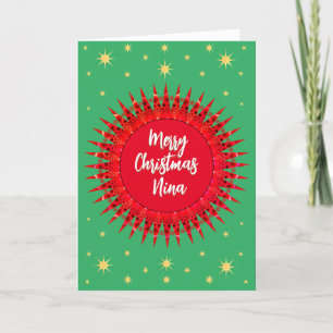 Ornamental Star Custom Name Merry Christmas Thank You Card