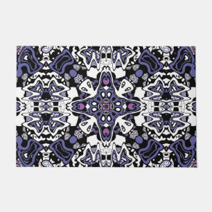 Ornamental style geometric moroccan kaliedoscope doormat