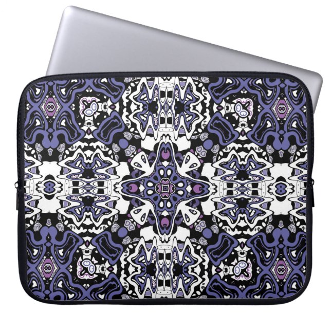 Ornamental style geometric moroccan kaliedoscope m laptop sleeve (Front)